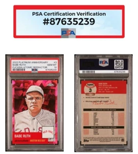 BABE RUTH 2022 TOPPS CHROME PLATINUM #3 Gem Mint PSA 10 FUCHSIA ATOMIC REFRACTOR - Picture 1 of 6