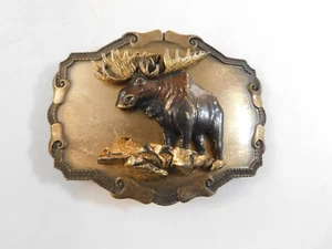 BULL MOOSE BELT BUCKLE 3D RARE L@@K NICE - Picture 1 of 2