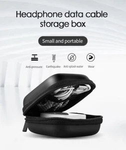 BLACK PORTABLE EVA HEADSET Earphone Hard Case Storage Pouch Box Bag shell Earbud - Picture 1 of 7