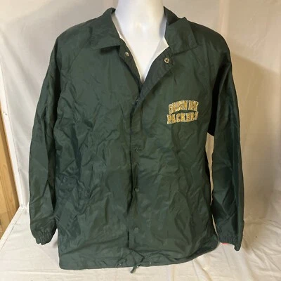 Vtg Logo 7  NFL Game Day Windbreaker Coaches Jacket Large Green Bay Packers FS - Image 1 of 4