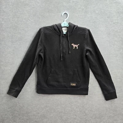PINK Women Hoodie S Black Dog Sequin Long Sleeve Logo Sequins Bling - Image 1 of 4
