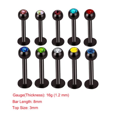 44PCS Surgical Steel Labret Lip Studs Nose Rings Earrings Piercing Kit 16G 20G - Image 1 of 4