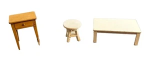 Mesa de centro blanca moderna para casa de muñecas con mesas auxiliares taburete blanco muebles de madera - Imagen 1 de 12