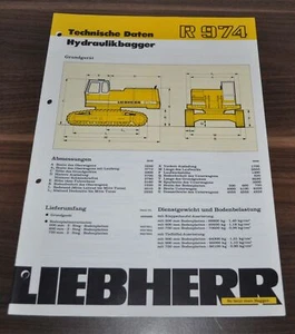 Liebherr R 974 1985 excavadora hidráulica excavadora folleto de especificaciones - Imagen 1 de 4