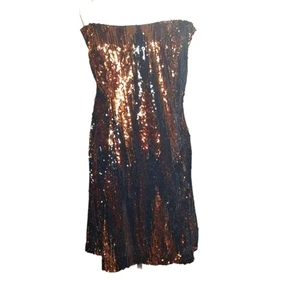 Anthropologie Damen Abendkleid Pailletten Mini Trägerlos Schwarz Motiv 20W - Bild 1 von 16