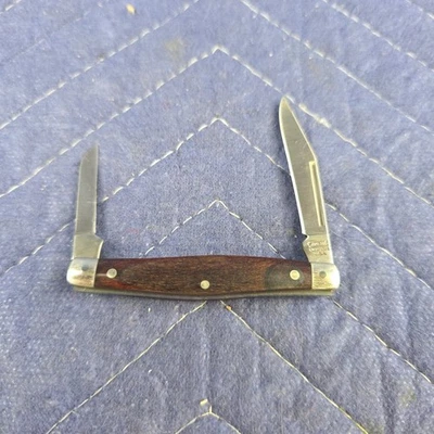 Camilo Vintage Nº Navaja de Bolsillo Pequeña 881 2 Hojas Marrón Oscuro Mango Madera EE. UU. Foto 1 de 4