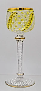Saint Louis Yellow Cut to Clear Glass Wine w/Air Twist Stem - Nice - Picture 1 of 6