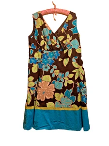 R&K Originals Women’s Size 16 Teal Floral Sleeveless Dress - Picture 1 of 7