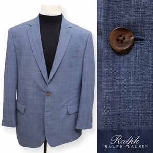 RALPH LAUREN mens solid blue pattern sport coat suit jacket blazer 48 R - Picture 1 of 15