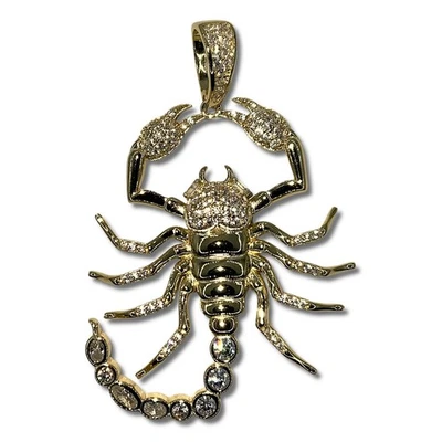 14K Gold Plated Scorpion Pendant Necklace Iced Charm - 925 Sterling Silver VVSD - Image 1 of 4