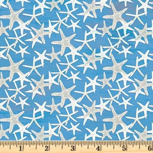 Sea Whispers blau Seestern Ozean 5783 B Sale Quilt Baumwollstoff um den halben Meter - Bild 1 von 2