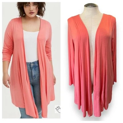 Cárdigan Torrid 3 (3X 22/24) Coral Frente Abierto Súper Suave Manga Larga  Foto 1 de 3