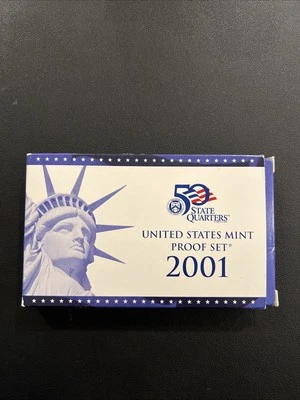 2001 - S US MINT Proof Set W/ State Quarters 10 Coins OGP  - Image 1 of 4