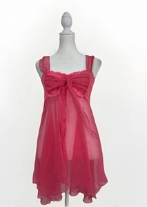 VINTAGE 90S VICTORIA'S SECRET GOLD LABEL LACE PINK BABYDOLL Mini Slip Dress Gr. M - Bild 1 von 8