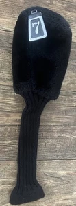 Black Plush Sock #7 Tag Golf Head Cover - Picture 1 of 3
