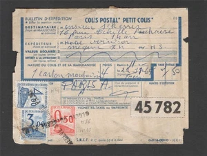 + TOLLES DOKUMENT MIT BRIEFMARKEN POSTPAKET AUS FRANKREICH / BEWERTUNG 175E - Bild 1 von 2