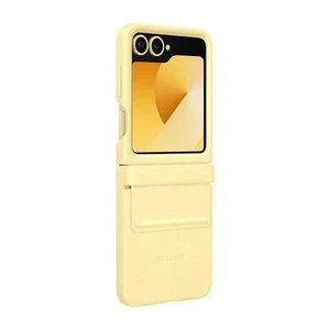 Samsung Galaxy Official Faux Leather Kindsuit Case for Galaxy Z Flip6, Yellow - Picture 1 of 7