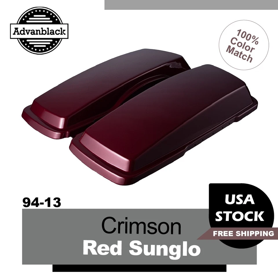 Crimson Red Sunglo Saddlebag Lids Cover Fits Harley Street Road Glide 1994-2013 - Image 1 of 4