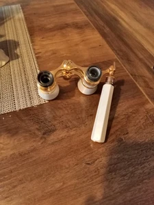 Vintage Opera Theatre Glasses Off White Binoculars With Leather Case 2.5x  - Picture 1 of 2