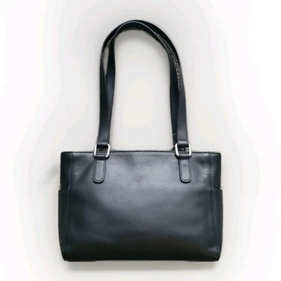 Винтажная черная кожаная ручная сумка St. Johns Bay наплечная сумка сумочка  - Изображение 1 из 4