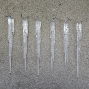 Christmas Tree Clear Teardrop Icicle Ornaments (6) Decoration Xmas Home Decor 7" - Picture 1 of 5