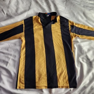 Polo a righe stadio rugby manica lunga stile vintage top XL - Foto 1 di 5