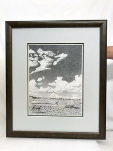 ORIGINAL Graphite Artwork “The Range” Western Wagon Horse - Framed & Signed - Picture 1 of 5
