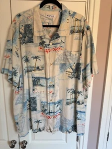 TOMMY BAHAMA Mens Silk S/S HAWAIIAN SHIRT - 3XL - 60" - Picture 1 of 6