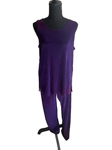 Vintage Two Piece Acetate & Spandex Two Tone Purple Womens Large Outfit Elastic