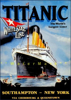 White Star Line 1912 Titanic Ocean Liner Ships Vintage Poster Print Travel Art  - Image 1 of 4
