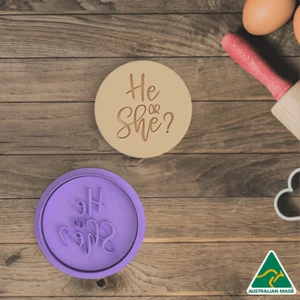 He Or She Cookie Cutter and Embosser Stamp - Picture 1 of 3