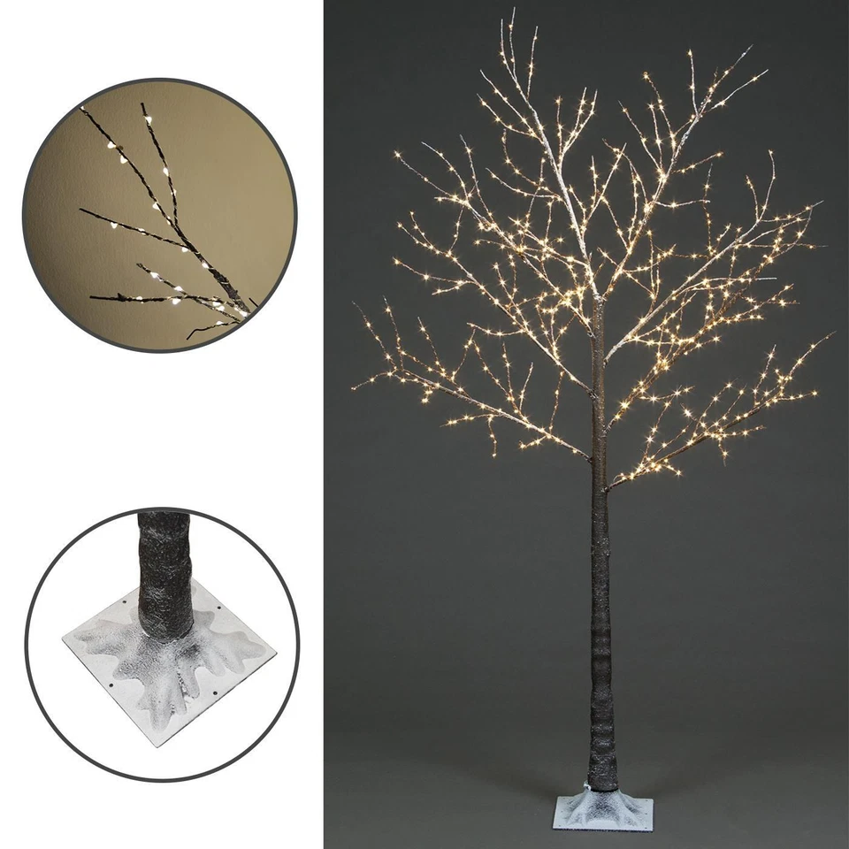 Frosted Twig Christmas Tree LED Illuminated Warm White Pre-Lit 180cm Garden Home - Image 1 of 4