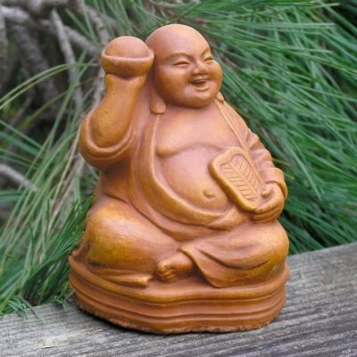 Cast Stone Cement Buddha of Joy and Abundance Concrete Outdoor Garden Statue   - Image 1 of 4
