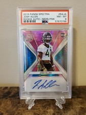 2019 Panini Spectra Rookie Autos JOSH ALLEN (Jaguars) Neon Pink SP /25 - PSA 8
