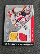 2007-08 UD SP GAME USED ED BELFOUR AF-EB AUTHENTIC FABRICS 2 COL JERSEY