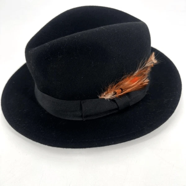 Sombrero Epoch Hats Company para hombre 100 % fieltro de lana con plumas Fedora negro talla S/M Foto 1 de 4