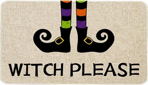 Happy Halloween Door Mat Witch Please Front Door Mat Non Slip Rubber Backing, Sk - Picture 1 of 12