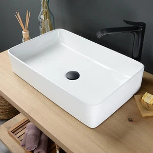 Keramik Aufsatzwaschbecken recht-eckig weiss 60 cm Waschbecken Keramikbecken Bad - Bild 1 von 6
