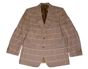 DAKS Brown, Black & Red Check Wool Blazer Jacket Mens Medium 40" Chest - Picture 1 of 10