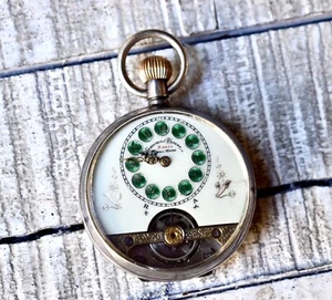 Antique Sterling Silver Pocket Watch Hebdomas Swiss Collectable Pocket Watch - Picture 1 of 9
