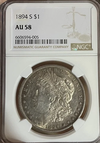 1894-S NGC AU58 Morgan Silver Dollar Cover