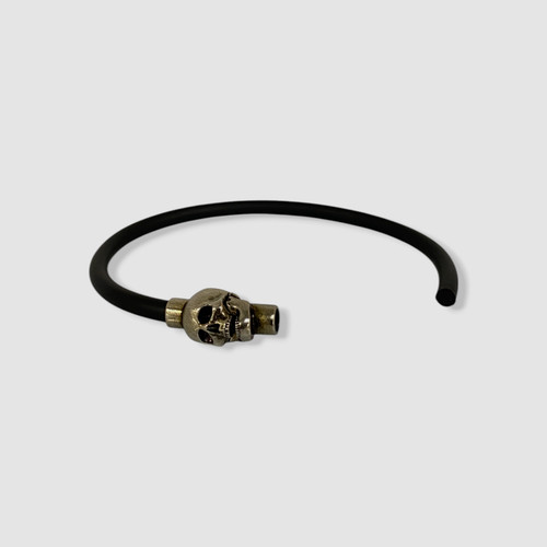 Alexander McQueen Bracciale Uomo Nero Corda di Gomma Teschio Taglia M