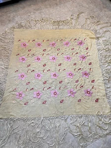 Vintage Piano Scarf, Gold & Pink w/ Birds and Flowers - Picture 1 of 4