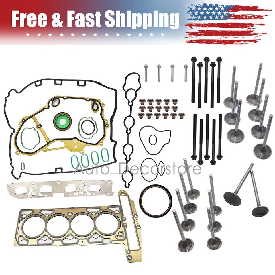 Head Gasket & Intake Exhaust Valves & Bolts Set for Chevy Equinox 2.4L 2010-2013 - Image 1 of 4