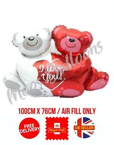 I Love You Bear Foil Balloon Heart Shape Wedding Valentines Helium Balloon