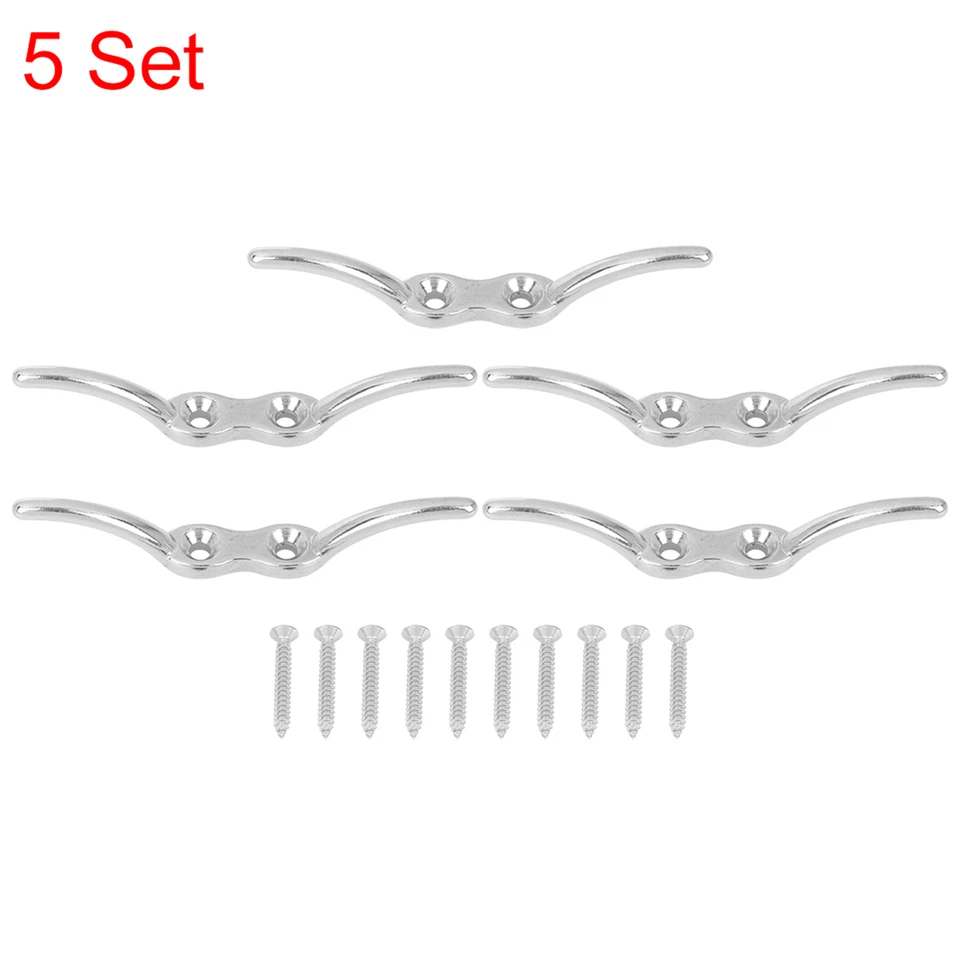Juego de 5 ganchos de taco de asta de bandera de acero inoxidable 316 con 10 tornillos de montaje Foto 1 de 4