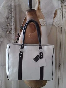 Genuine OSPREY Designer~Ivory Leather Cow Hide Oversize Tote Shopper Handbag~NEW - Picture 1 of 12