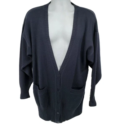 Mondi Wool Cardigan Sweater Size 38 US M / L Oversized Navy Blue Vintage German - Image 1 of 4