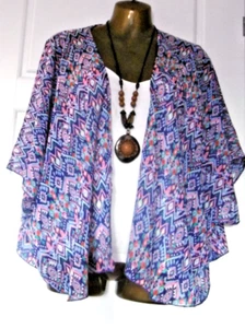 Short Kimono Jacket Lilac Print H&M Chiffon size 18 New - Picture 1 of 4