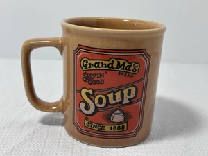 VTG Grandma’s Sippin’ Good Soup Coffee Mug – Retro Stoneware Brown Orange 1980s - Picture 1 of 10
